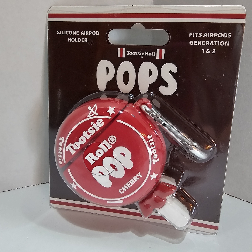 Tootsie Roll Pops Silicone Airpods Case Generation 1 & 2 KeychainCherry Red New